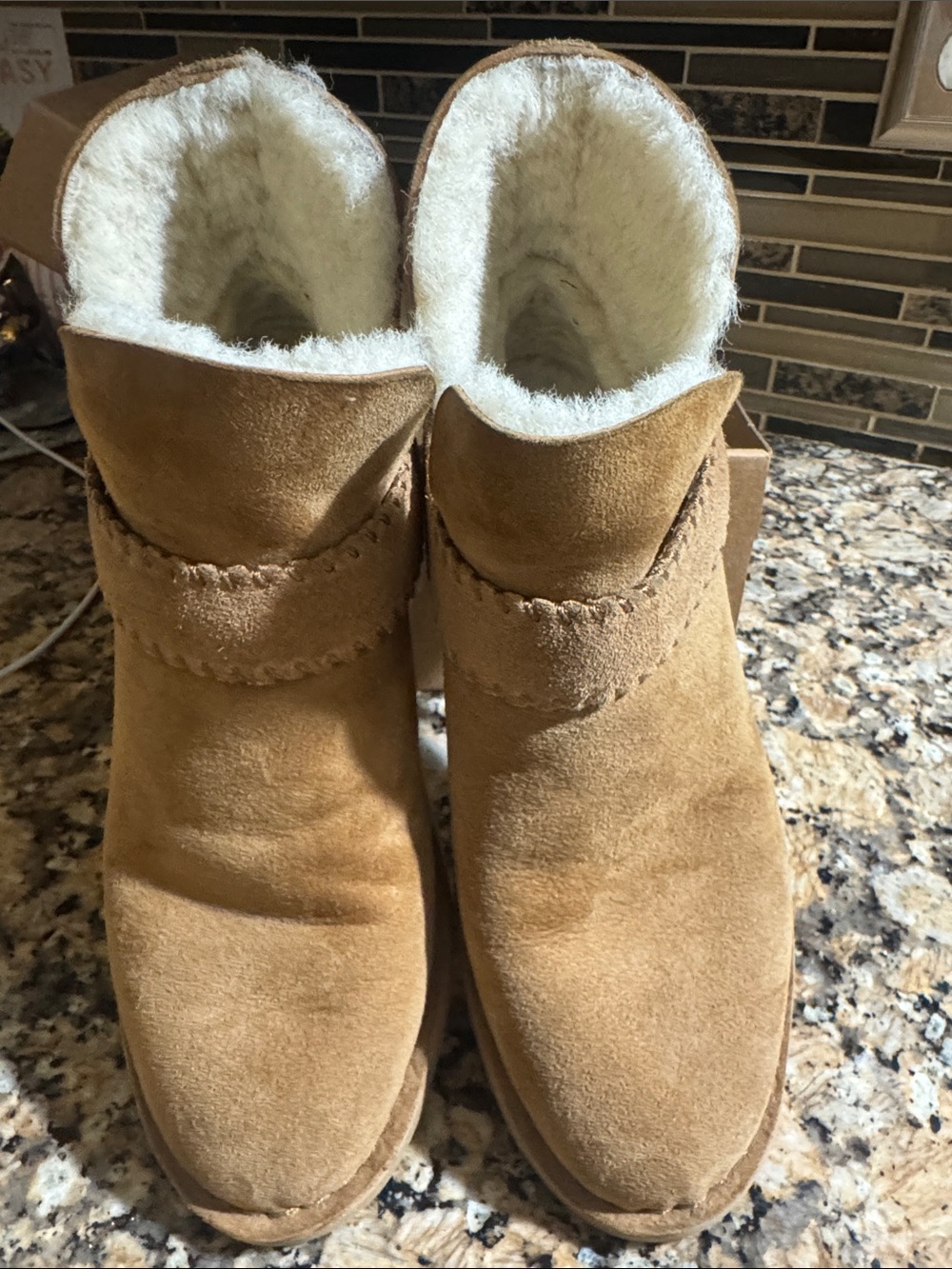 UGG Chestnut Suede Shearling Slip-On Booties